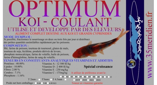 Granulé coulant Koï 3mm Aliment koï 35ème Méridien
