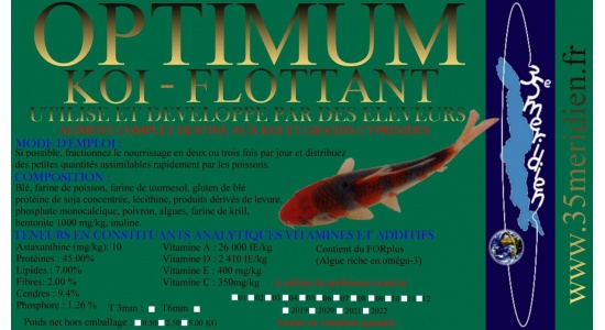 Granulé flottant Koï 5mm Aliment koï 35ème Méridien
